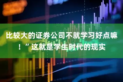 比较大的证券公司不就学习好点嘛！”这就是学生时代的现实
